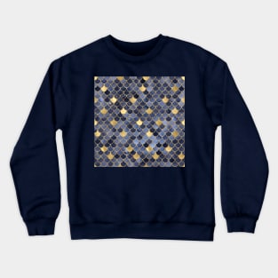 Mermaid Pattern Design Blue and Gold Crewneck Sweatshirt